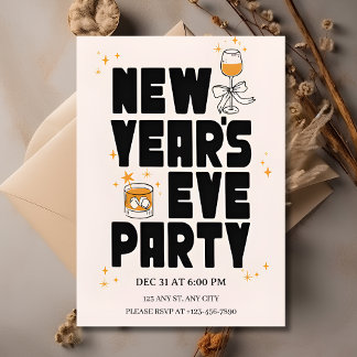 Editable New Year Party Invitation 2026 Kaart