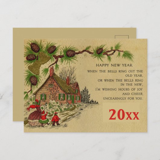 Editable  New Years Greeting Briefkaart (Voorkant / Achterkant)