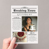Editable Newspaper Birthday Invitation Template  Acryl Uitnodigingen (Insitu (Draagbaar))