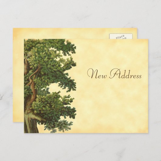 Editable Oak Tree New Address Briefkaart (Voorkant / Achterkant)