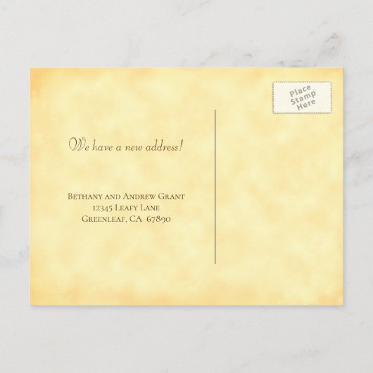 Editable Oak Tree New Address Briefkaart (Achterkant)
