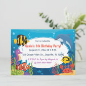 Editable Ocean Creatures Birthday Kaart (Staand voorkant)