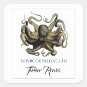 Editable Octopus Vierkante Sticker (Voorkant)