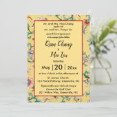 Editable Oriental Chinese Floral Pattern Kaart (Staand voorkant)