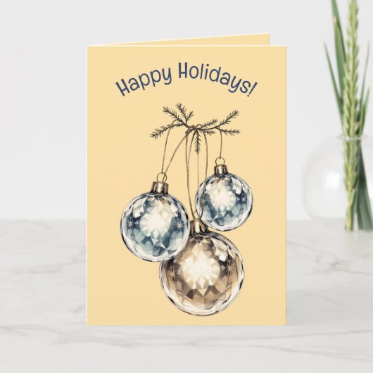 Editable Ornaments and Greenery Christmas Holidays Kaart (Voorkant)