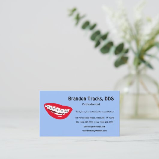 Editable Orthodontist Visitekaartje (Staand voorkant)