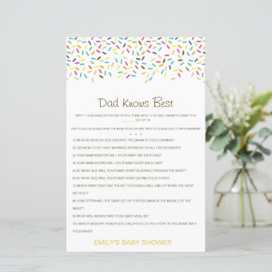 Editable Pa kent best Baby shower game (Staand voorkant)