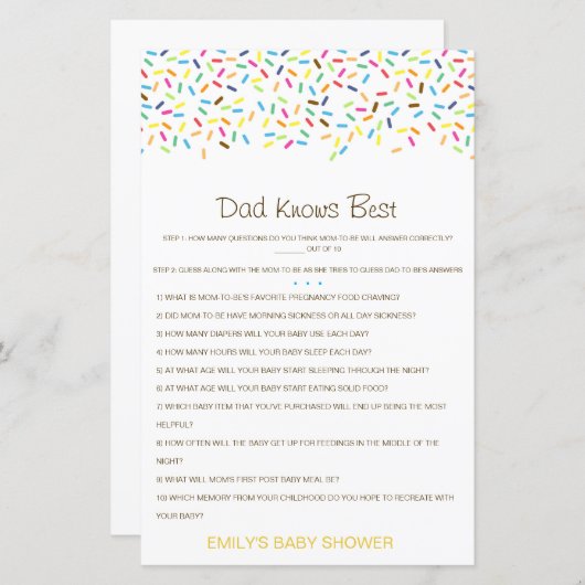 Editable Pa kent best Baby shower game (Voorkant / Achterkant)