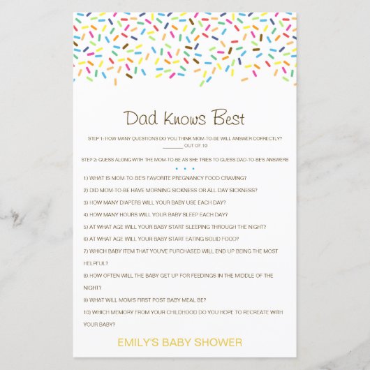 Editable Pa kent best Baby shower game (Voorkant)
