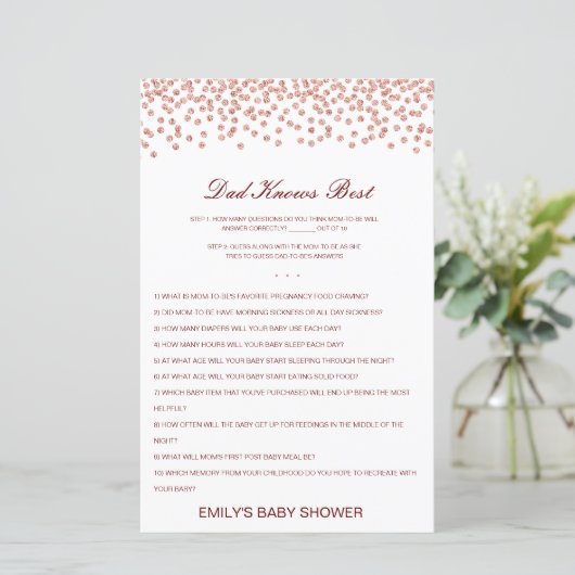 Editable Pa kent best Baby shower game (Staand voorkant)