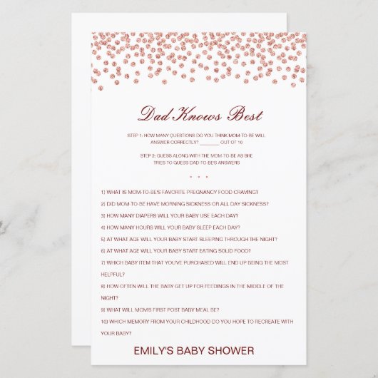 Editable Pa kent best Baby shower game (Voorkant / Achterkant)