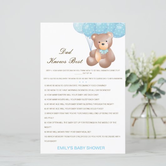 Editable Pa kent best Baby shower game (Staand voorkant)