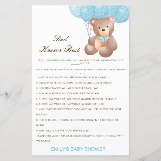 Editable Pa kent best Baby shower game (Voorkant)