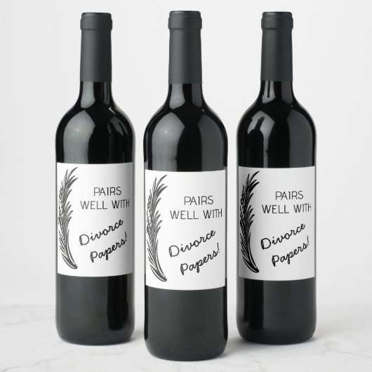Editable Pairs Well With Divorce Papers Wijn Etiket (Flessen)