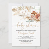 Editable Pampas Grass Baby shower Invitation Kaart (Voorkant)