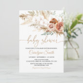 Editable Pampas Grass Baby shower Invitation Kaart (Staand voorkant)