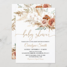 Editable Pampas Grass Baby shower Invitation