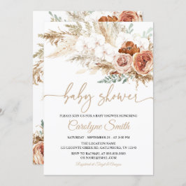 Editable Pampas Grass Baby shower Invitation Kaart