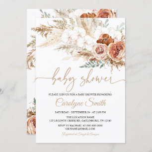 Editable Pampas Grass Baby shower Invitation Kaart