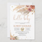 Editable Pampas Grass, Bohemen Baby shower Kaart (Voorkant)