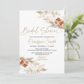 Editable Pampas Grass Bridal Shower Invitation Kaart (Staand voorkant)