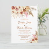 Editable Pampas grass in één bruiloft Kaart (Staand voorkant)