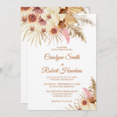 Editable Pampas grass in één bruiloft Kaart (Voorkant / Achterkant)