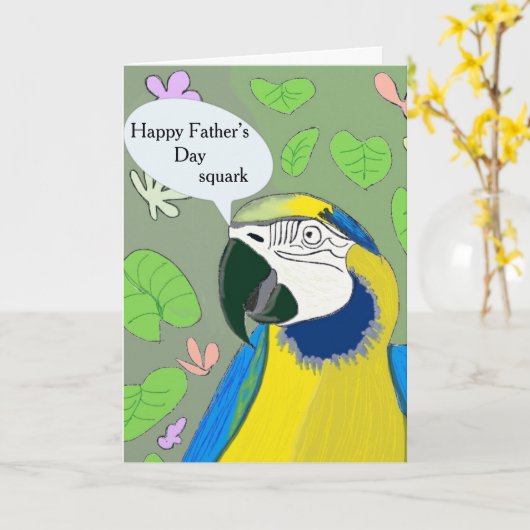 Editable Parrot Vader Day Kaart (Gele Bloem)