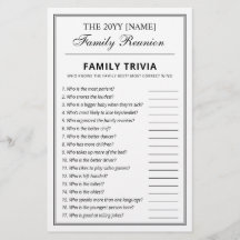 Editable Party Games Trivia & Bingo Family Reunion
