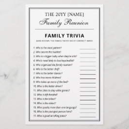 Editable Party Games Trivia & Bingo Family Reunion Flyer