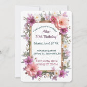 Editable Pastel Flowers and Leaves Frame Kaart (Voorkant)