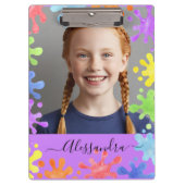 Editable Pastel Splash Custom Photo Frame Klembord (Voorkant)