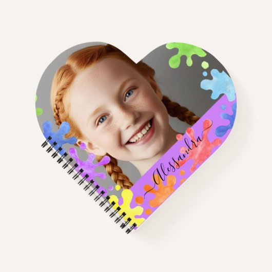 Editable Pastel Splash  cute Custom Photo Frame  Notitieboek (Voorkant)