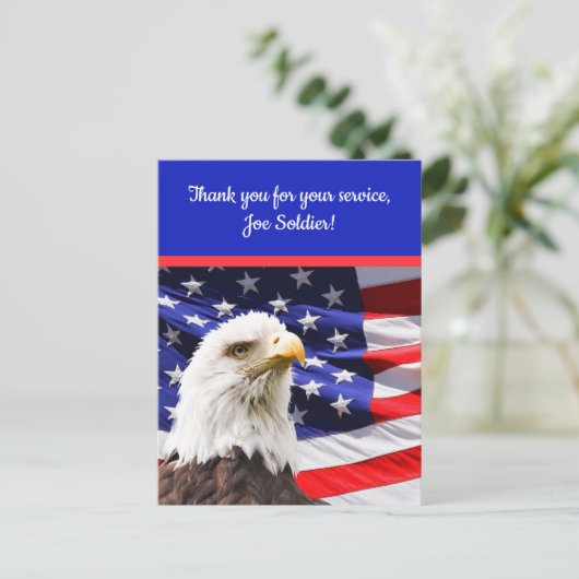 Editable Patriotic Eagle Flag Dank u Briefkaart (Staand voorkant)