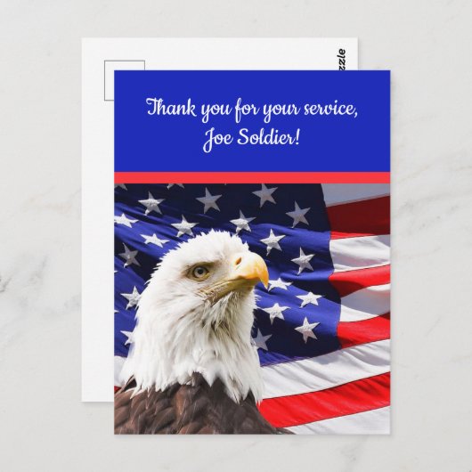 Editable Patriotic Eagle Flag Dank u Briefkaart (Voorkant / Achterkant)