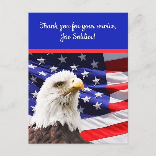 Editable Patriotic Eagle Flag Dank u Briefkaart (Voorkant)