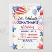 EDITABLE Patriottische Verjaardagsfeest Uitnodigin Kaart (Voorkant)