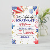 EDITABLE Patriottische Verjaardagsfeest Uitnodigin Kaart (Staand voorkant)
