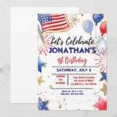 EDITABLE Patriottische Verjaardagsfeest Uitnodigin Kaart (Voorkant / Achterkant)