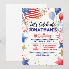 EDITABLE Patriottische Verjaardagsfeest Uitnodigin Kaart