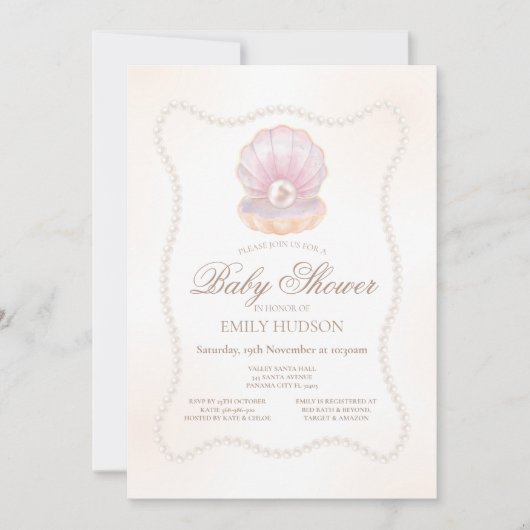 Editable Pearl Invitation Kaart (Voorkant)