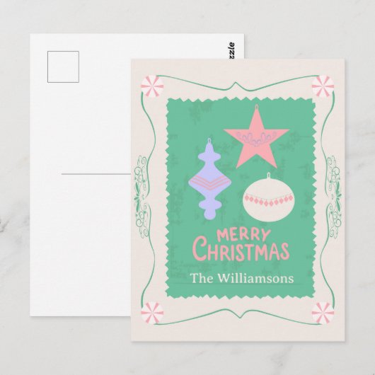 Editable Personalized Candy Christmas Ornament Briefkaart (Voorkant / Achterkant)