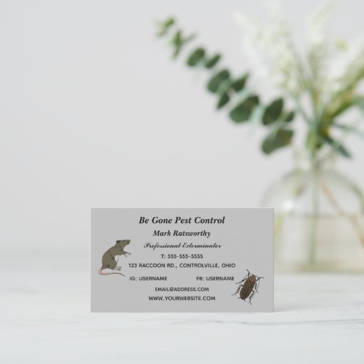 Editable Pest Control Services Visitekaartje (Staand voorkant)