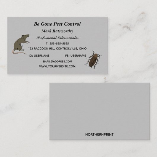 Editable Pest Control Services Visitekaartje (Voorkant / Achterkant)