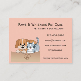 Editable Pet Sitting and Dog Walking Business Card Visitekaartje