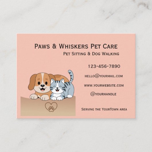 Editable Pet Sitting and Dog Walking Business Card Visitekaartje (Voorkant)