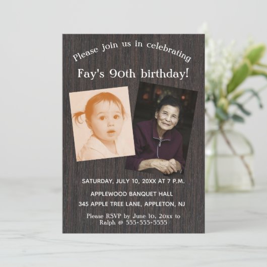 Editable Photo Birthday Party Invitation Kaart (Staand voorkant)