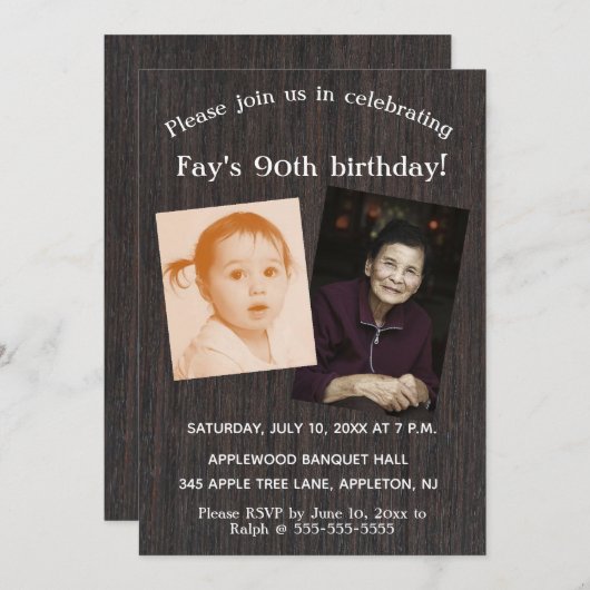 Editable Photo Birthday Party Invitation Kaart (Voorkant / Achterkant)