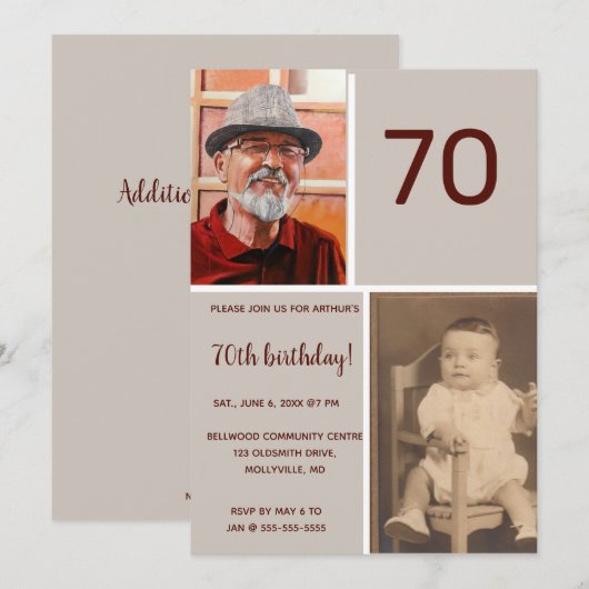 Editable Photo Birthday Party Kaart (Voorkant / Achterkant)