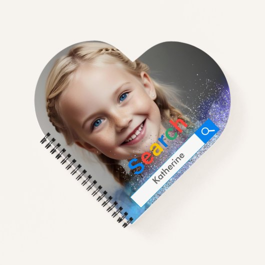 Editable Photo blue grey glitter Google Notitieboek (Voorkant)